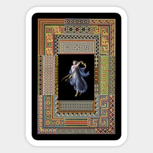 DANCING MAENAD WITH CYMBALS ,ANTIQUE ROMAN PAINTING WITH POMPEII MOSAICS PATCHWORK Sticker